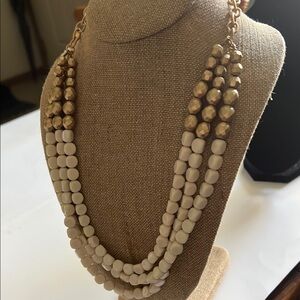 Gold and Cream Multi-Strand Beaded Necklace